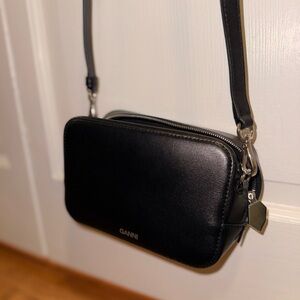 GANNI Black Leather Crossbody Bag